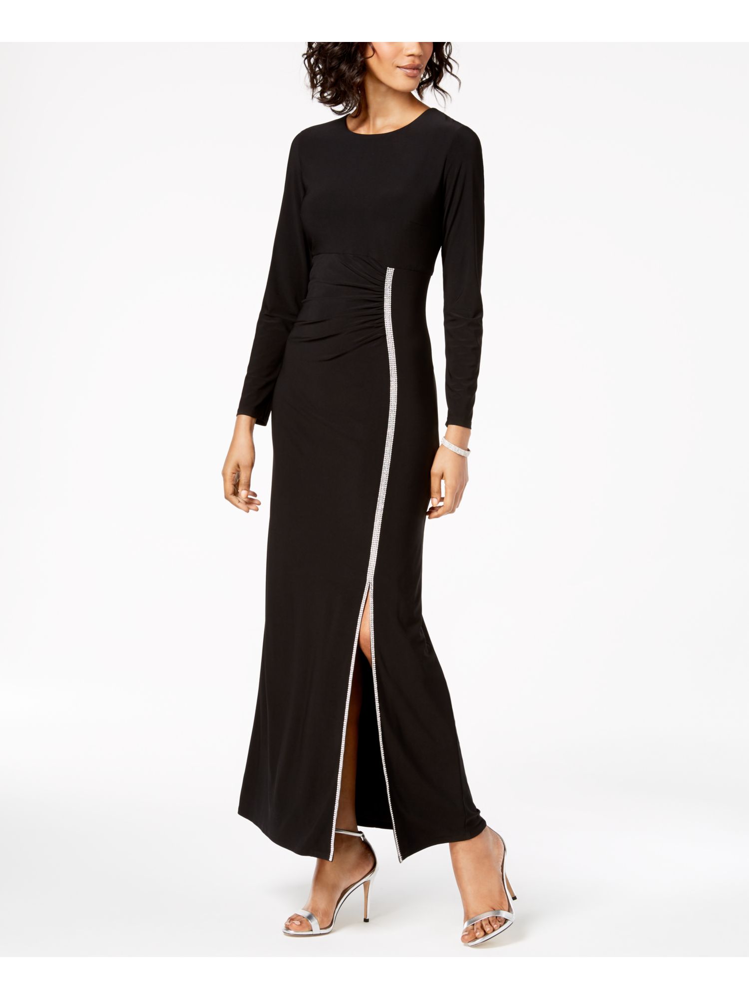 long sleeve full length black dress